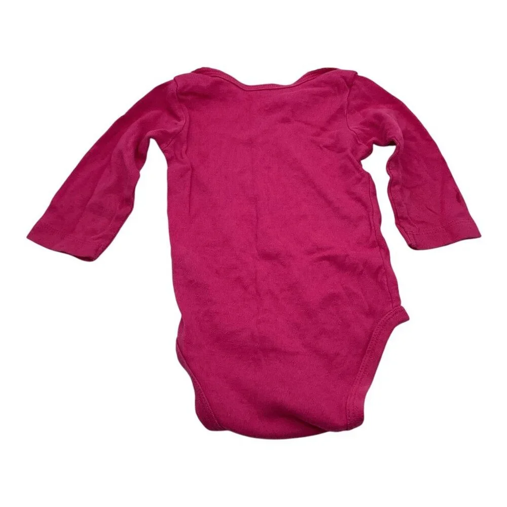 Lot of 3 Carter’s Baby‎ Girl Long Sleeve Bodysuits 6M Pink Purple Gray Cotton